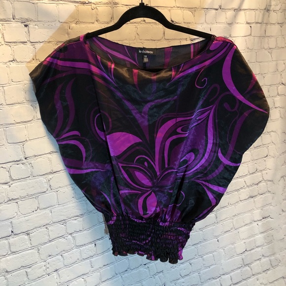 Le chateau purple and black blouse - Picture 1 of 2
